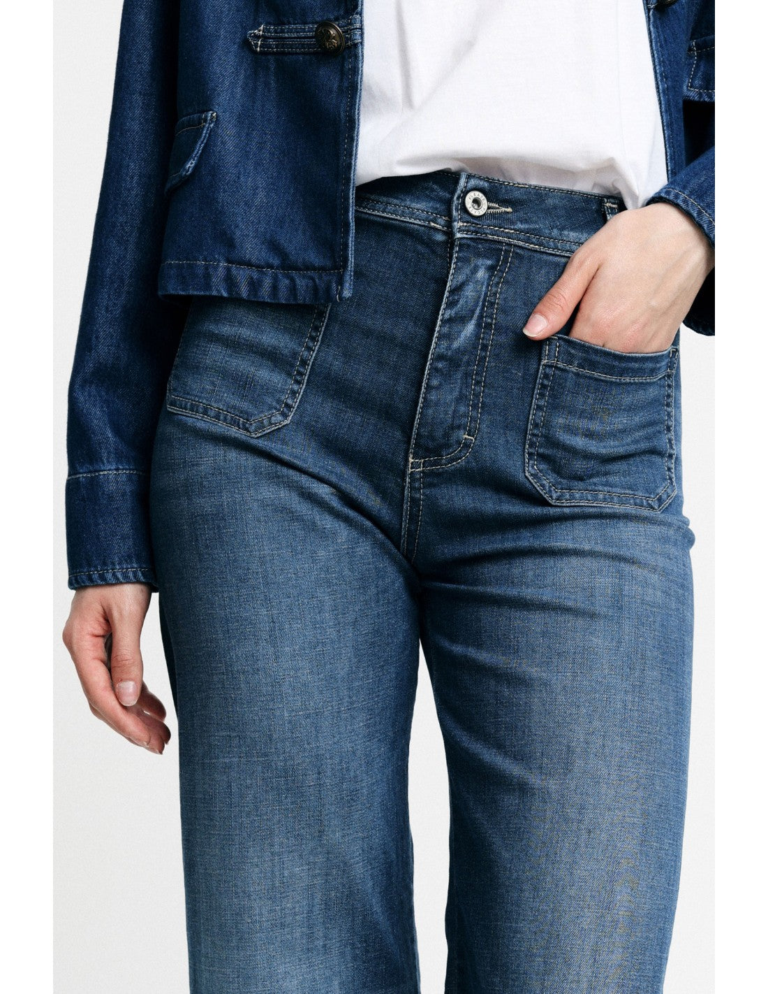 Jean flare taille haute à poches plaquées - Please