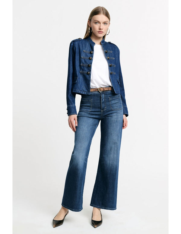 Jean flare taille haute à poches plaquées - Please