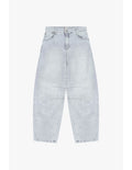 Jean jambe bouffante à coutures apparentes en denim gris neige – Please Lyon