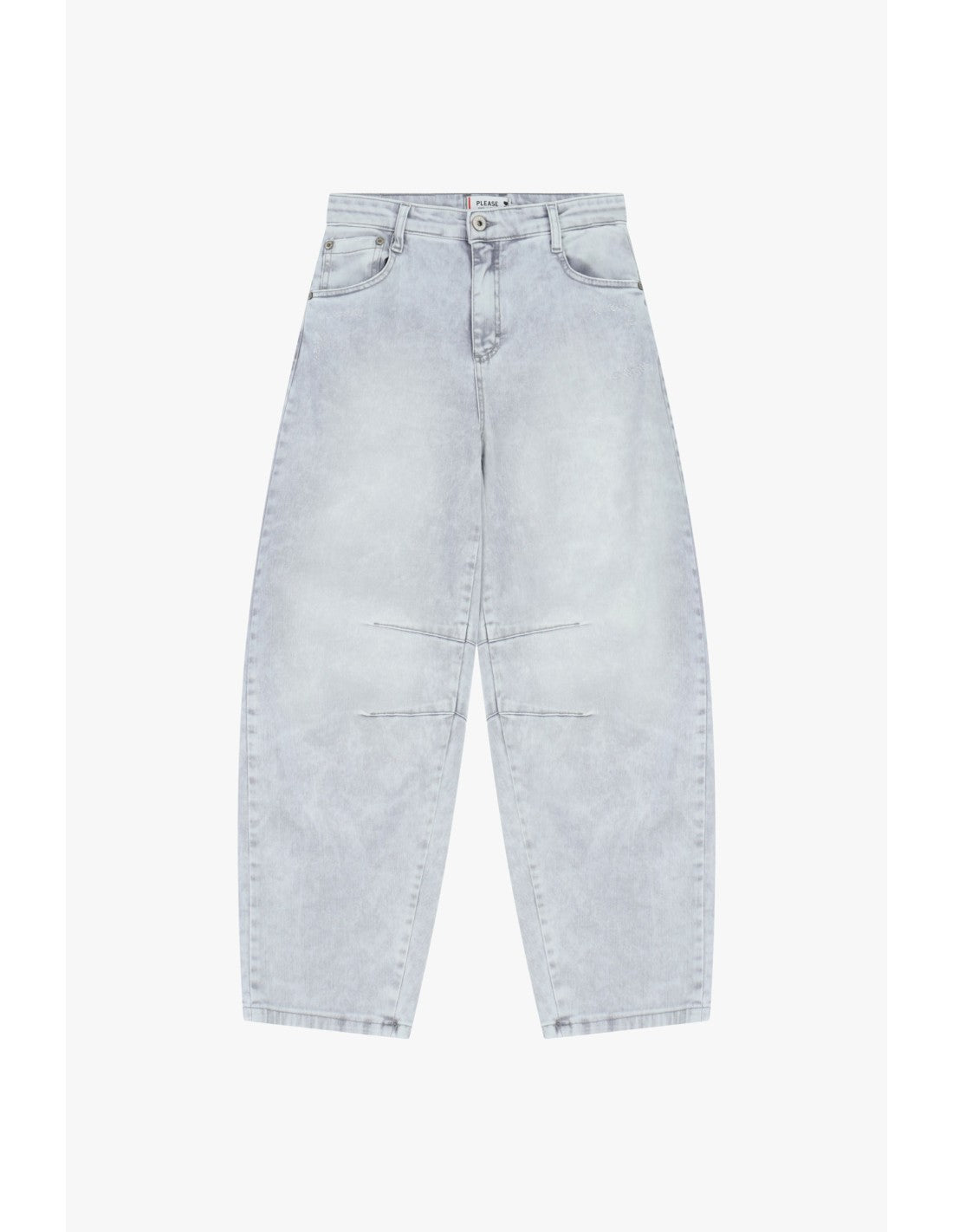 Jean jambe bouffante à coutures apparentes en denim gris neige – Please Lyon