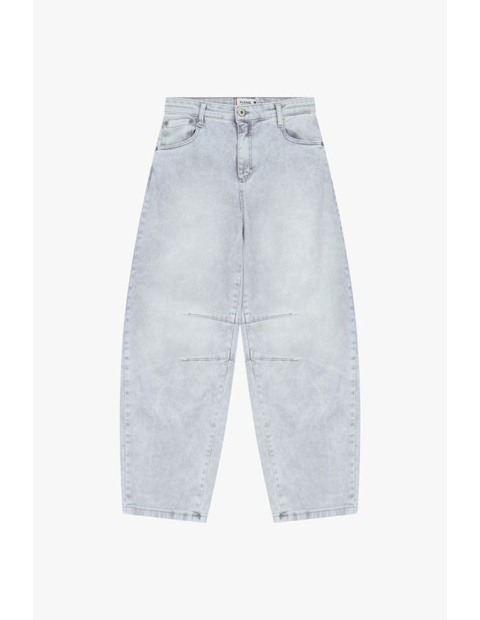 Jean jambe bouffante à coutures apparentes en denim gris neige – Please Lyon
