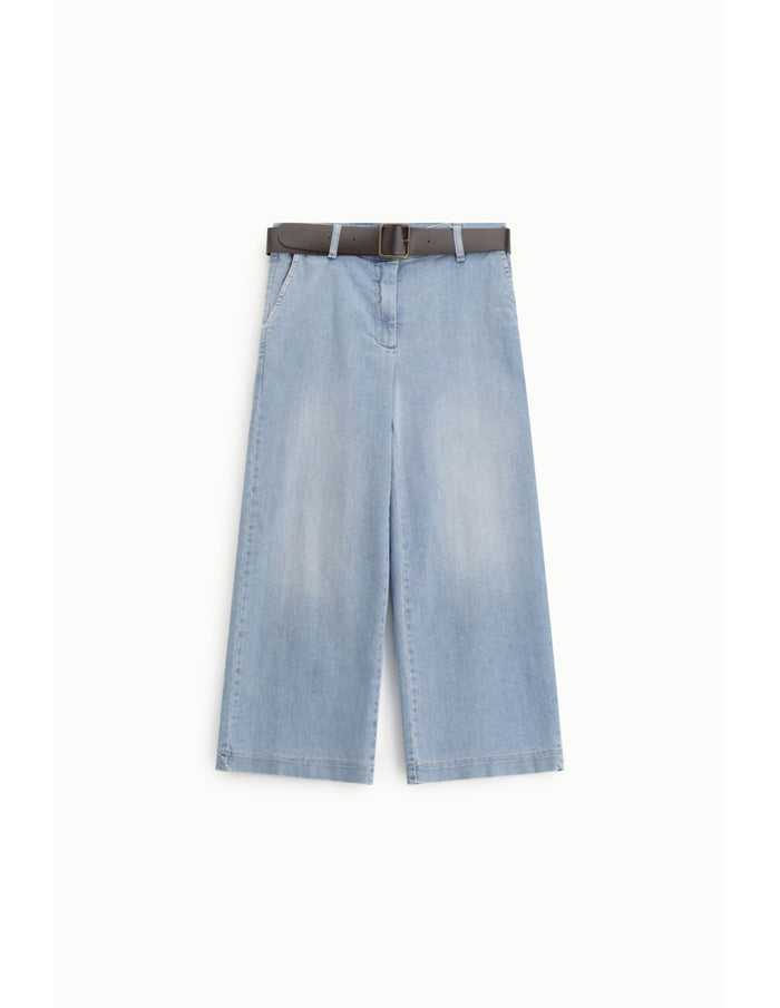 Jean jambe large avec ceinture en denim clair – Please Lyon