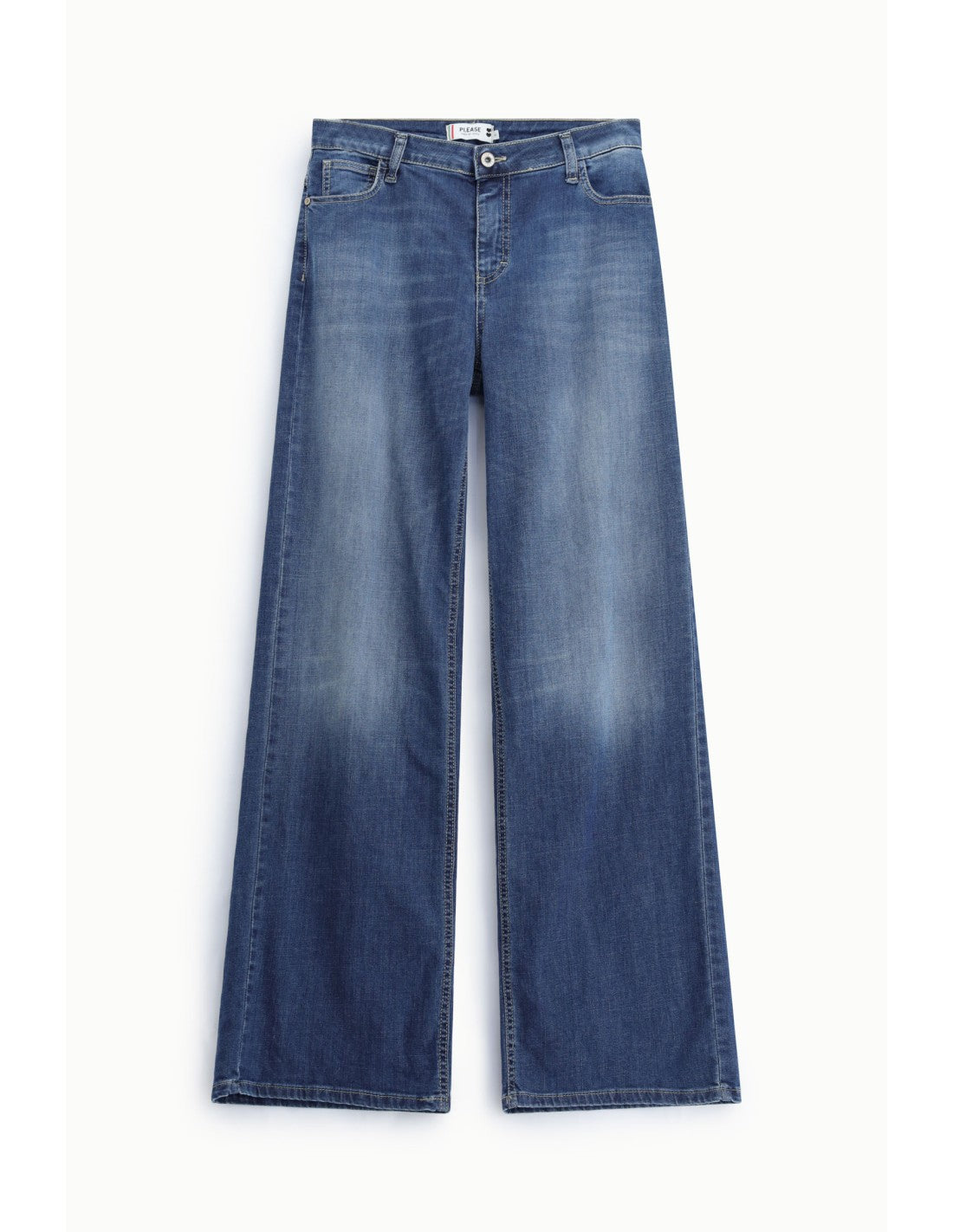 Jean jambe large délavé clair Bleu denim Please