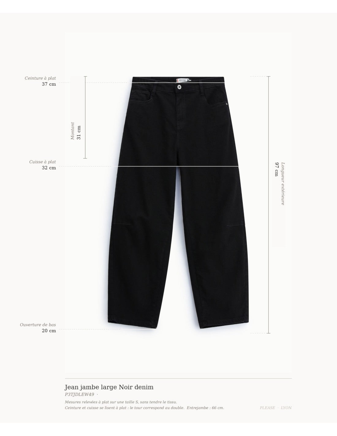 Jean jambe large Noir denim Please