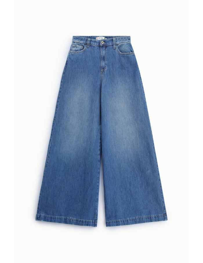 Jean taille haute jambe large en coton et TENCEL™ – Please Femme