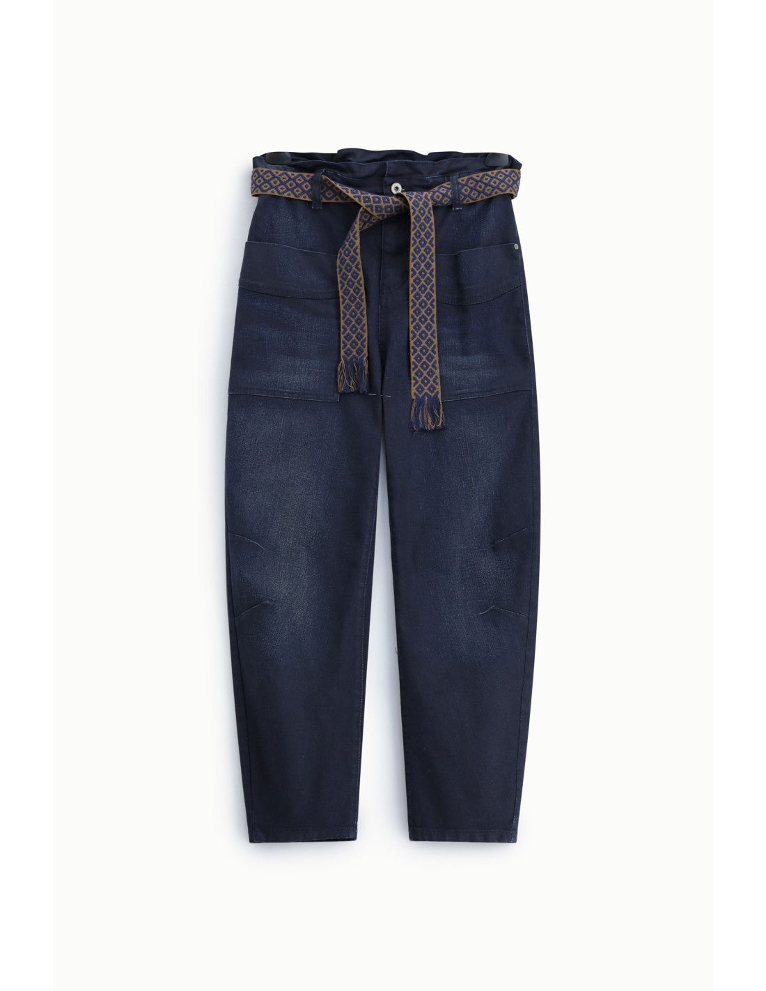 Jean taille haute paperbag ceinturé Bleu Please