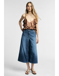 Jupe-culotte en denim jambe large Bleu denim Please