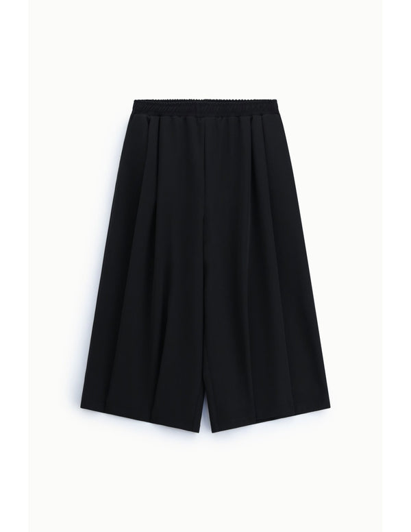 Jupe-culotte large plissée en crêpe Noir Please