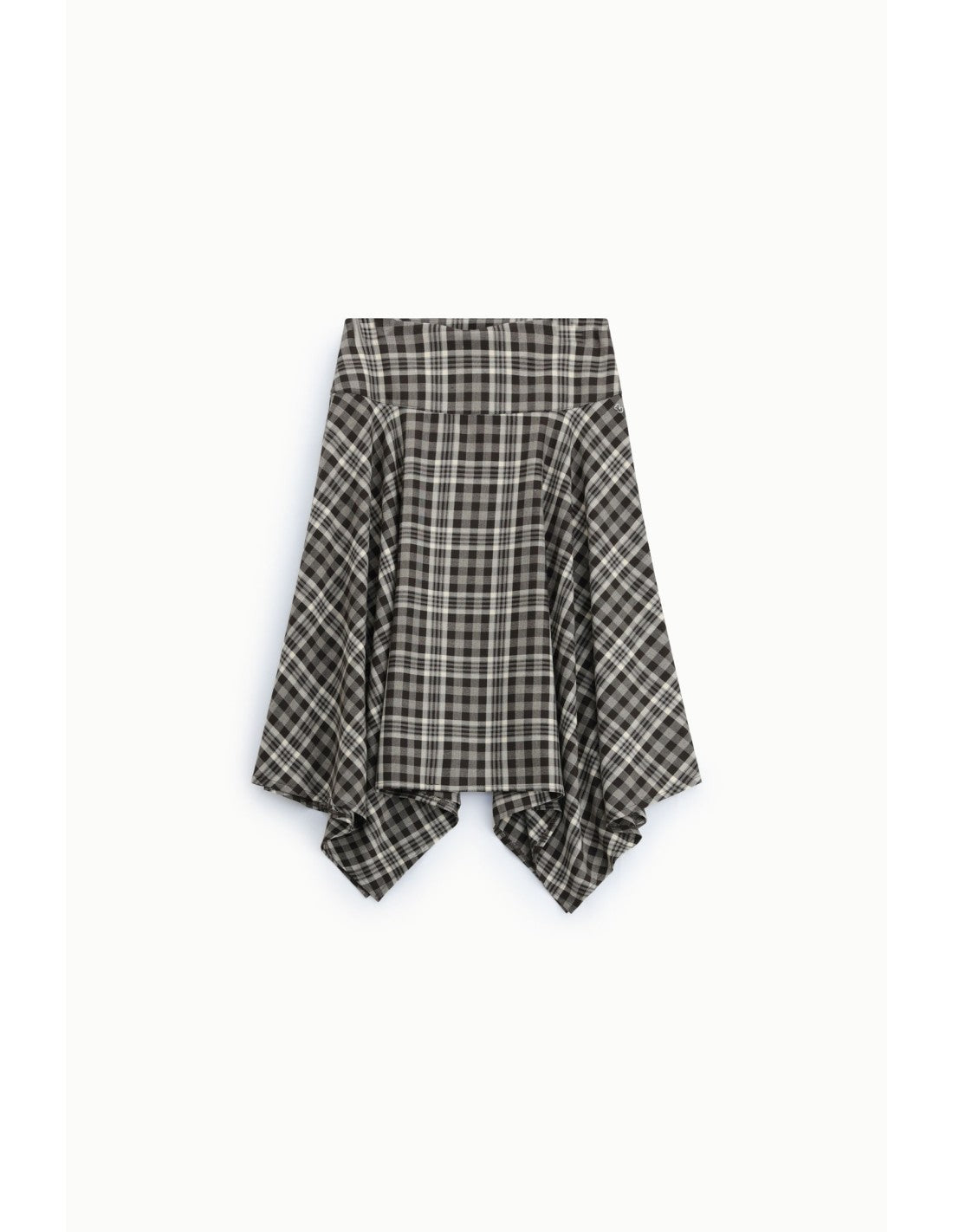 Jupe midi à carreaux à ourlet asymétrique – Please Femme