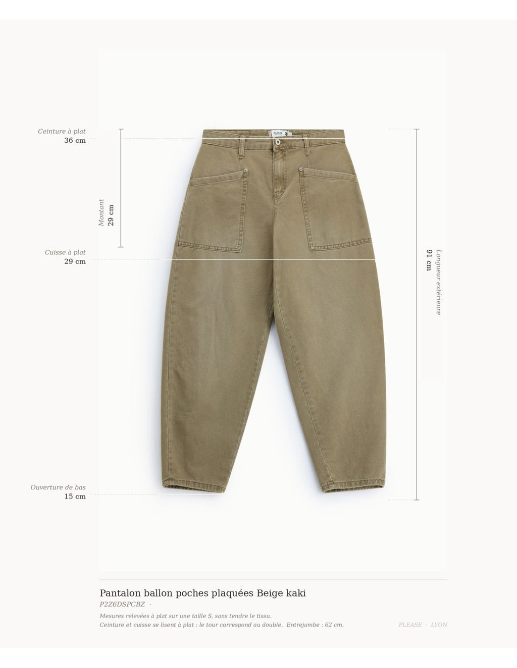 Pantalon ballon poches plaquées Beige kaki Please