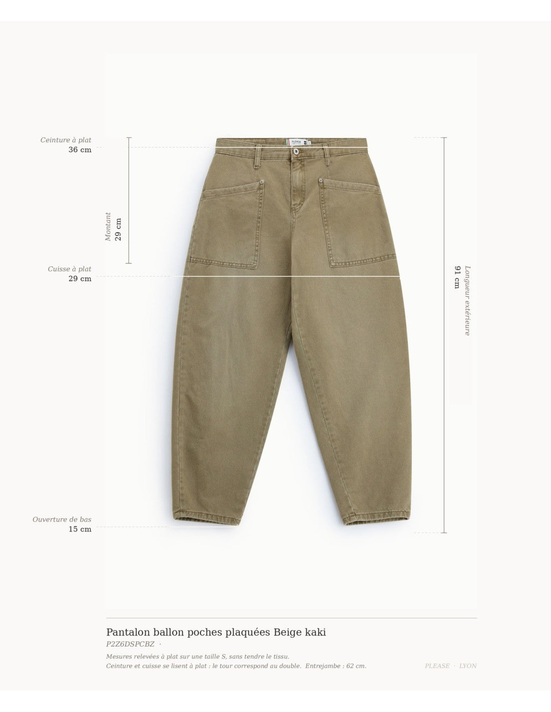Pantalon ballon poches plaquées Beige kaki Please
