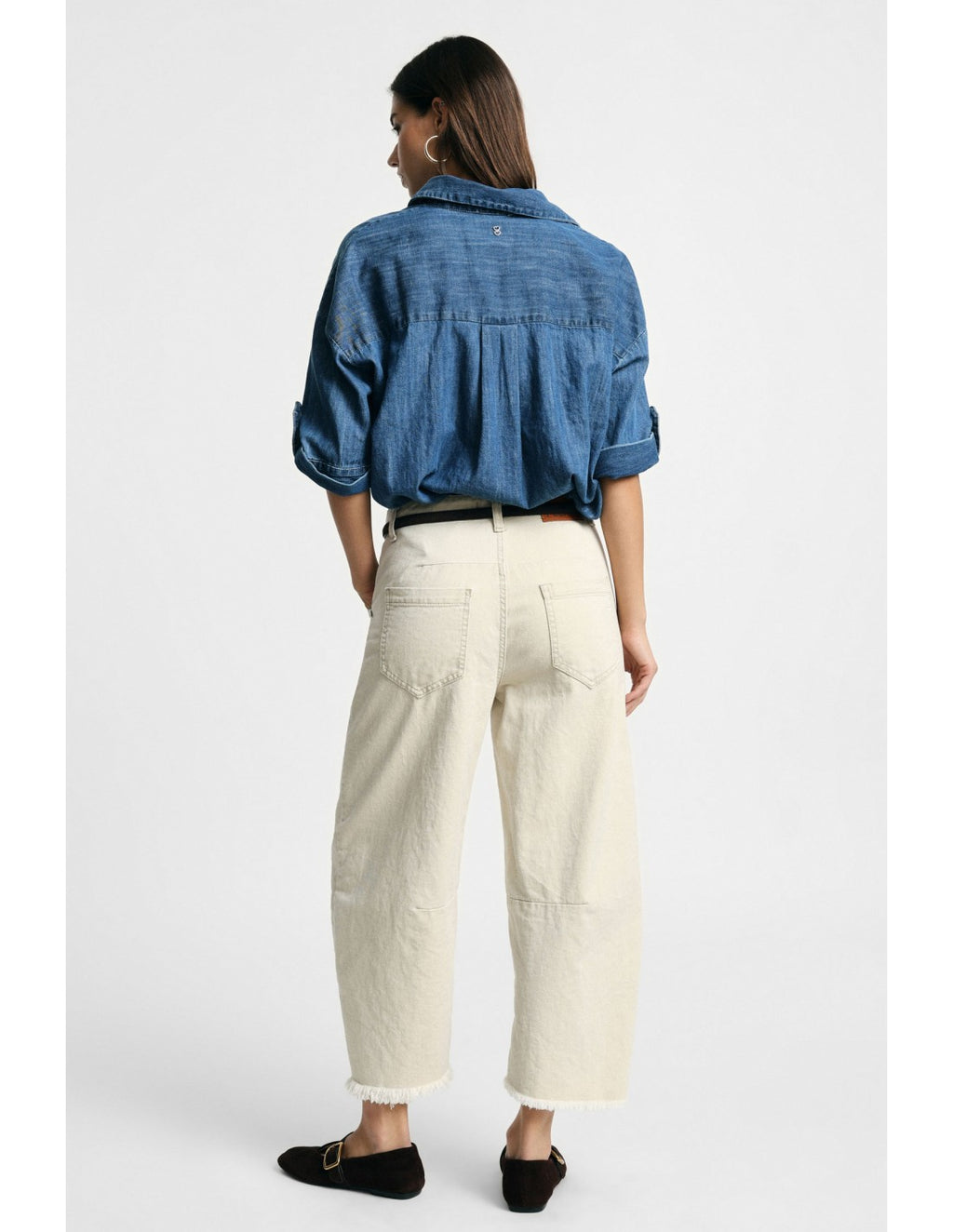Pantalon balloon 3/4 ourlet effiloché Please