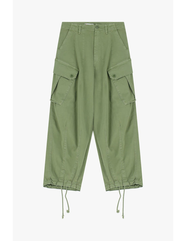 Pantalon cargo à cordons Vert olive Please