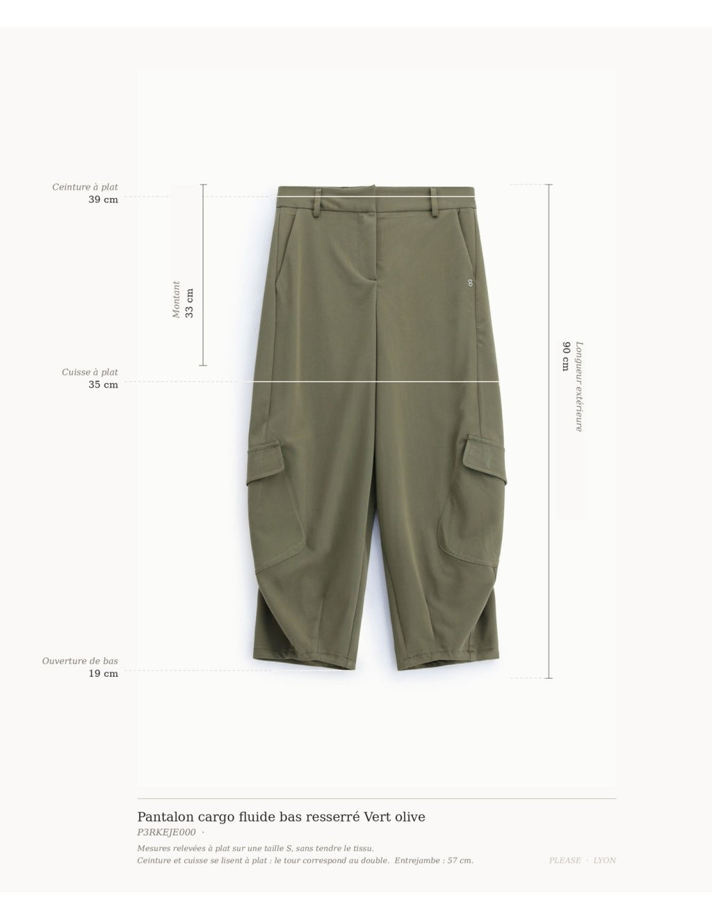 Pantalon cargo fluide bas resserré Vert olive Please