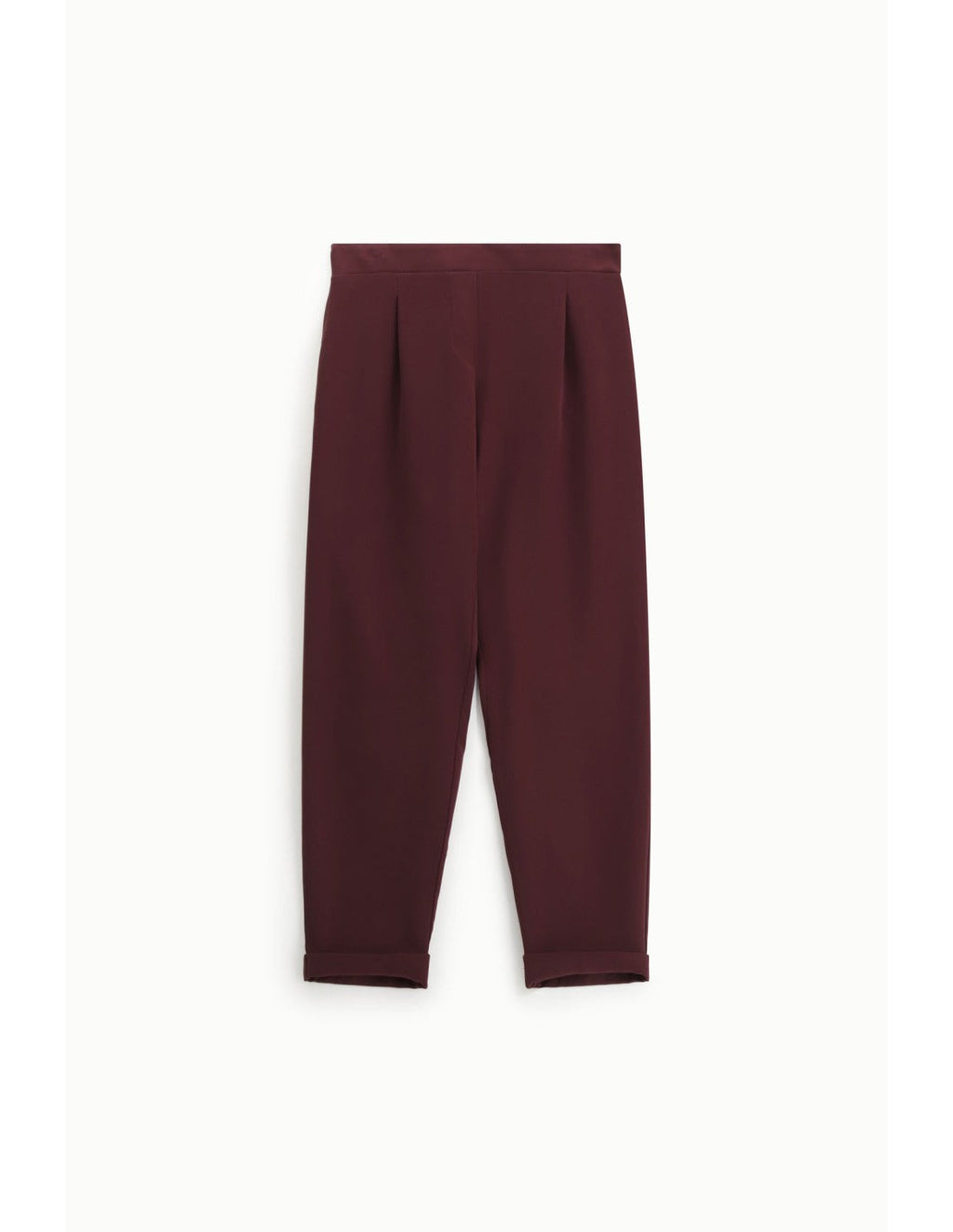 Pantalon carotte à pinces bas à revers Bordeaux Please