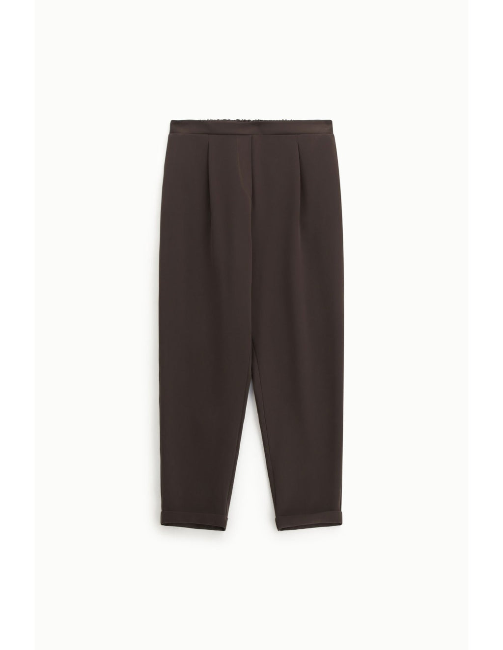 Pantalon carotte à pinces bas à revers Chocolat Please