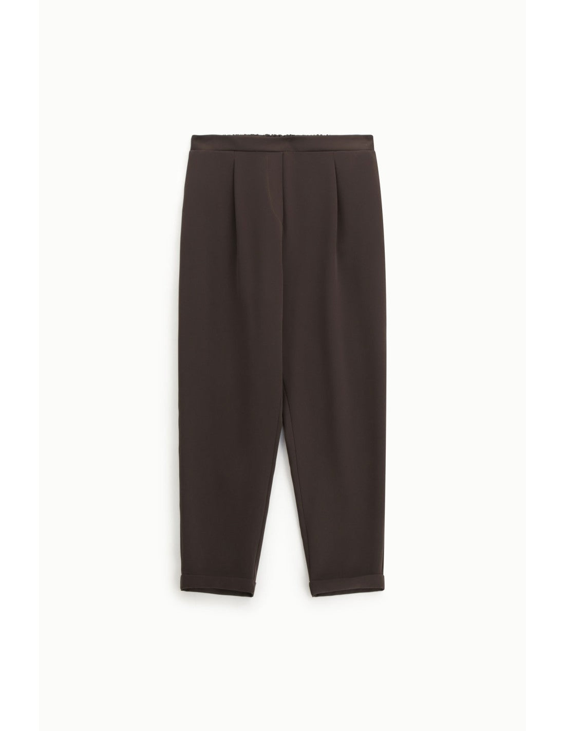 Pantalon carotte à pinces bas à revers Chocolat Please