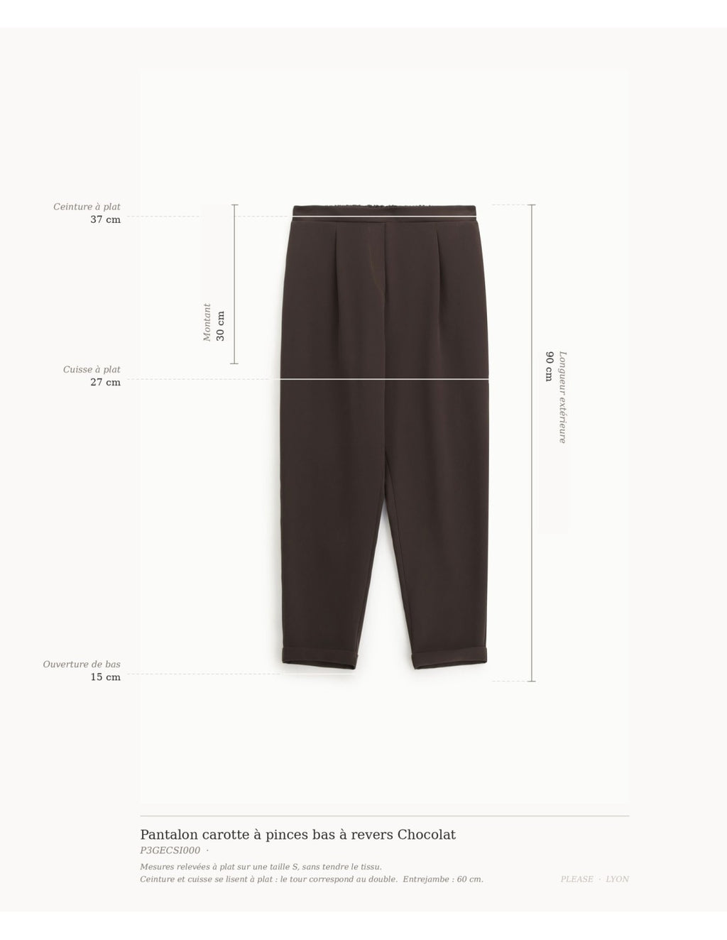 Pantalon carotte à pinces bas à revers Chocolat Please