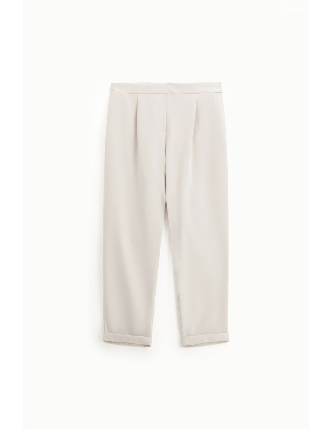 Pantalon carotte à pinces bas à revers Écru Please