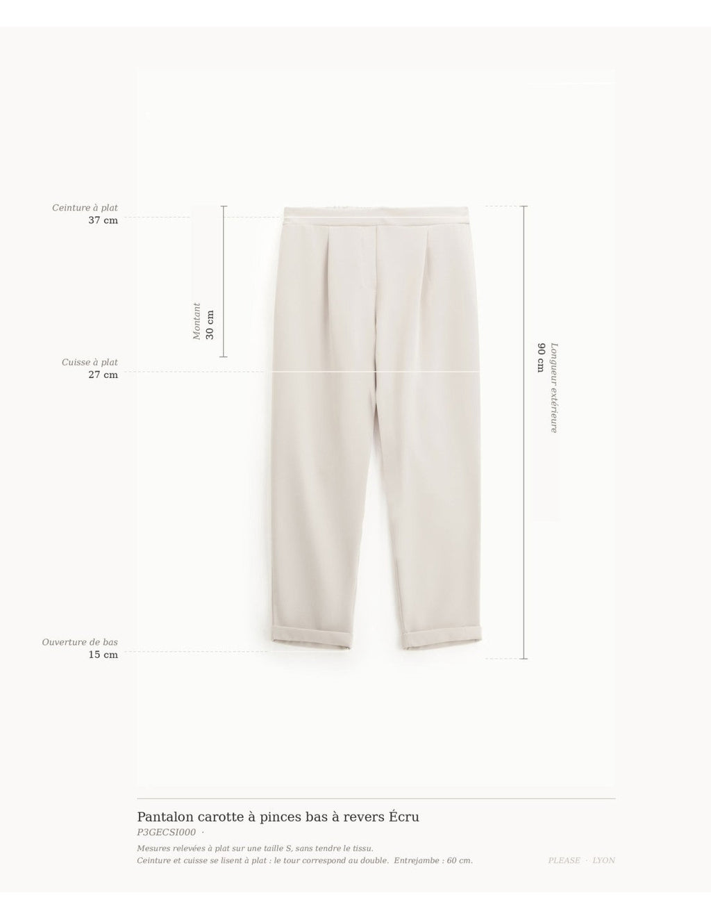 Pantalon carotte à pinces bas à revers Écru Please