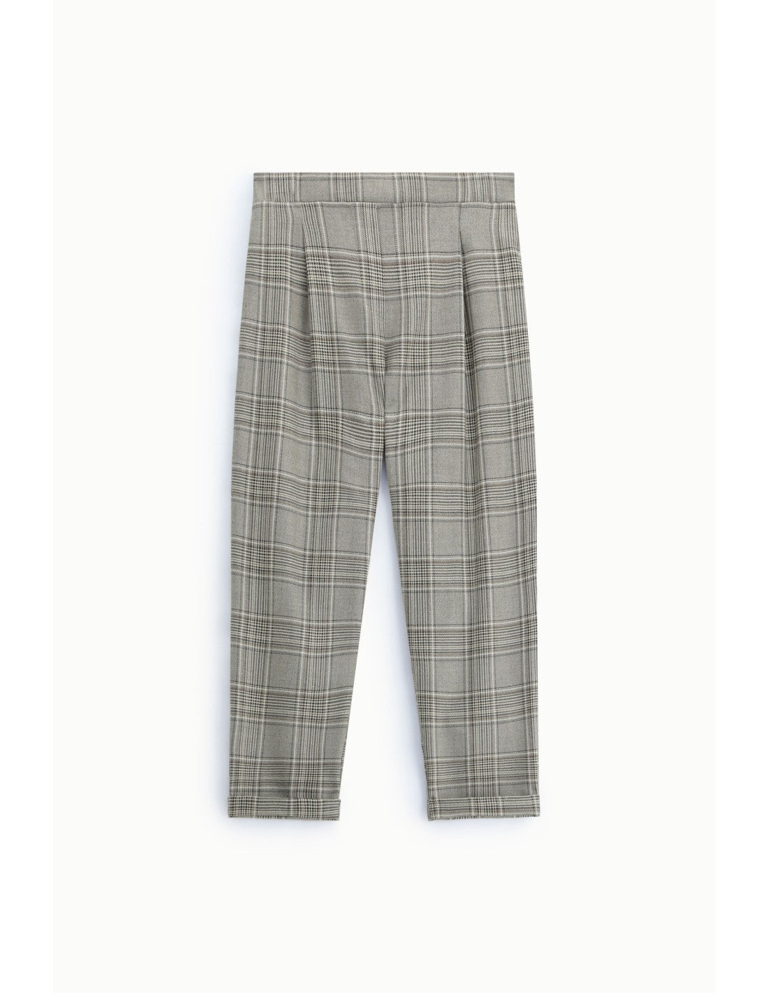 Pantalon carotte prince-de-galles Gris et beige Please