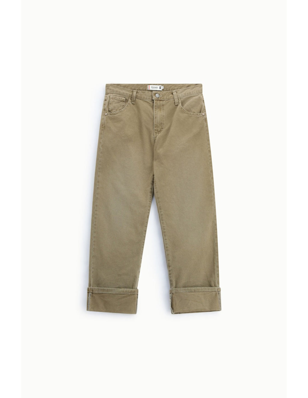 Pantalon coton à revers Beige kaki Please