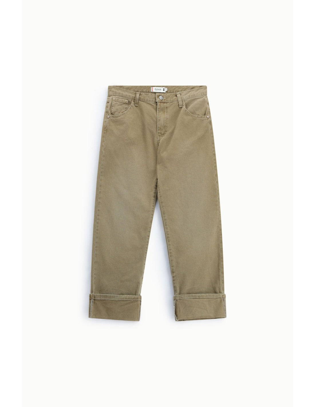 Pantalon coton à revers Beige kaki Please