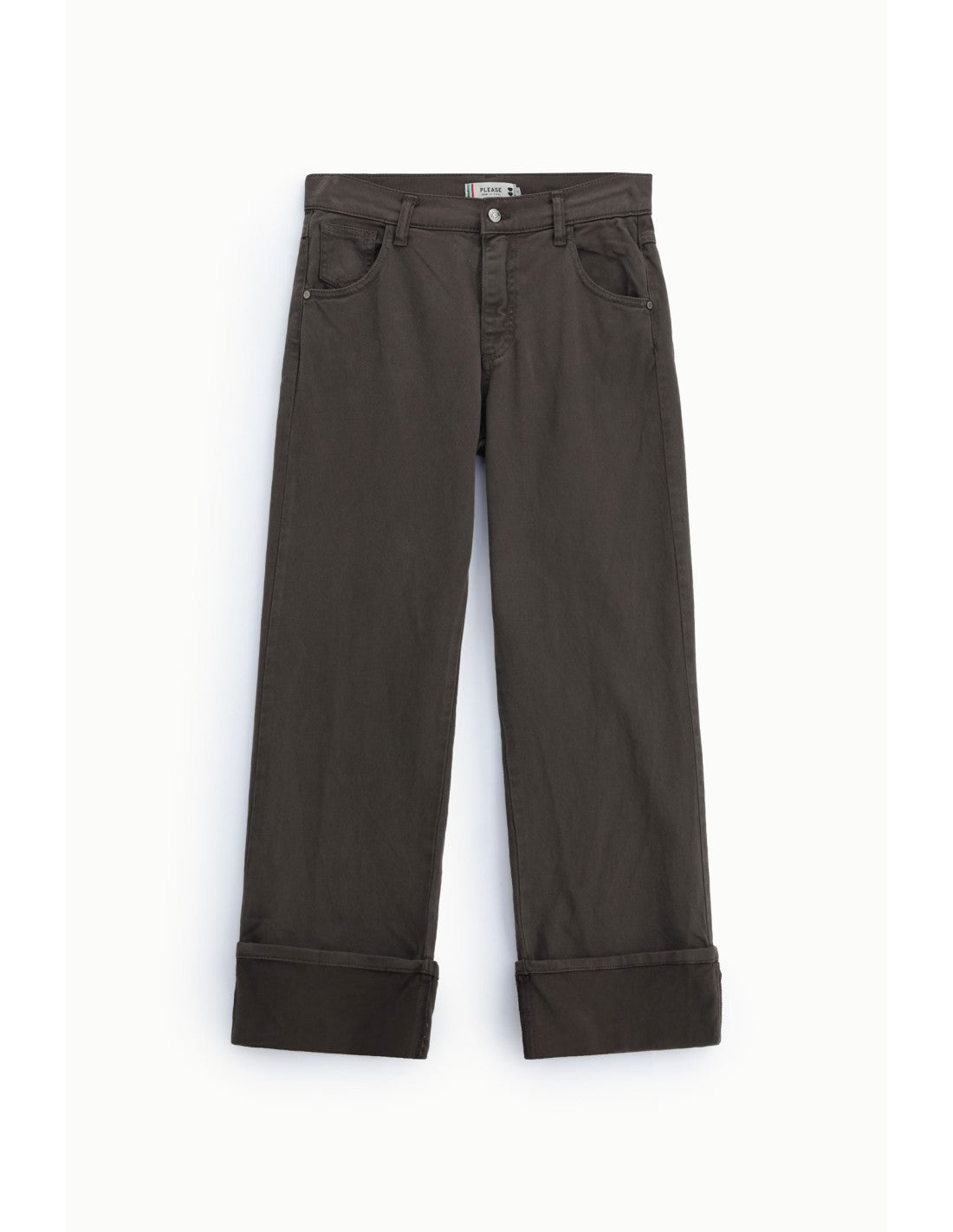 Pantalon droit à revers Brun café Please