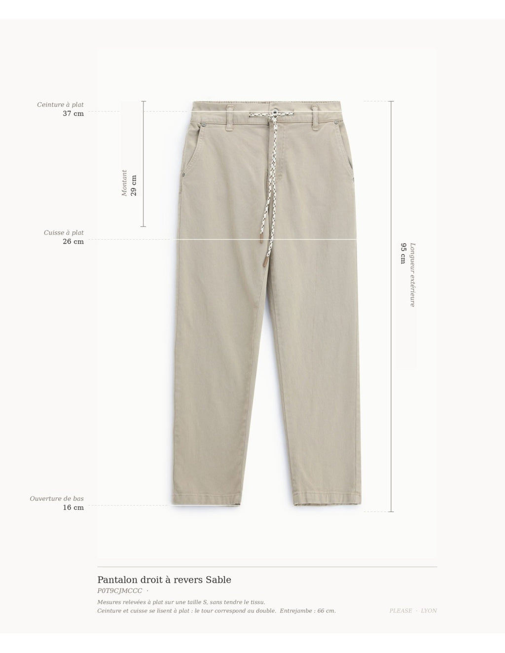 Pantalon droit à revers Sable Please