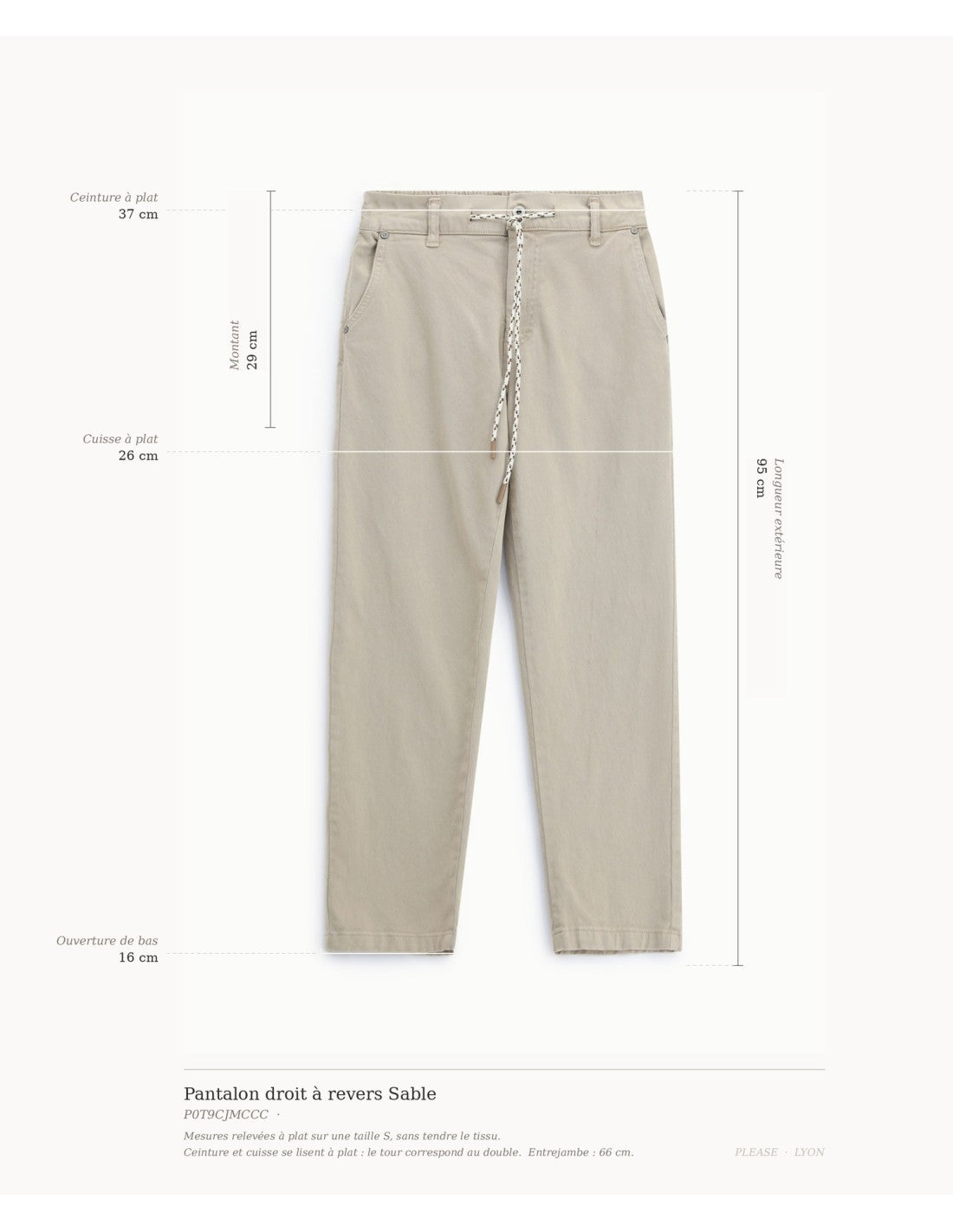Pantalon droit à revers Sable Please