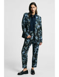 Pantalon fluide forme carotte imprimé feuillage Bleu et kaki Please