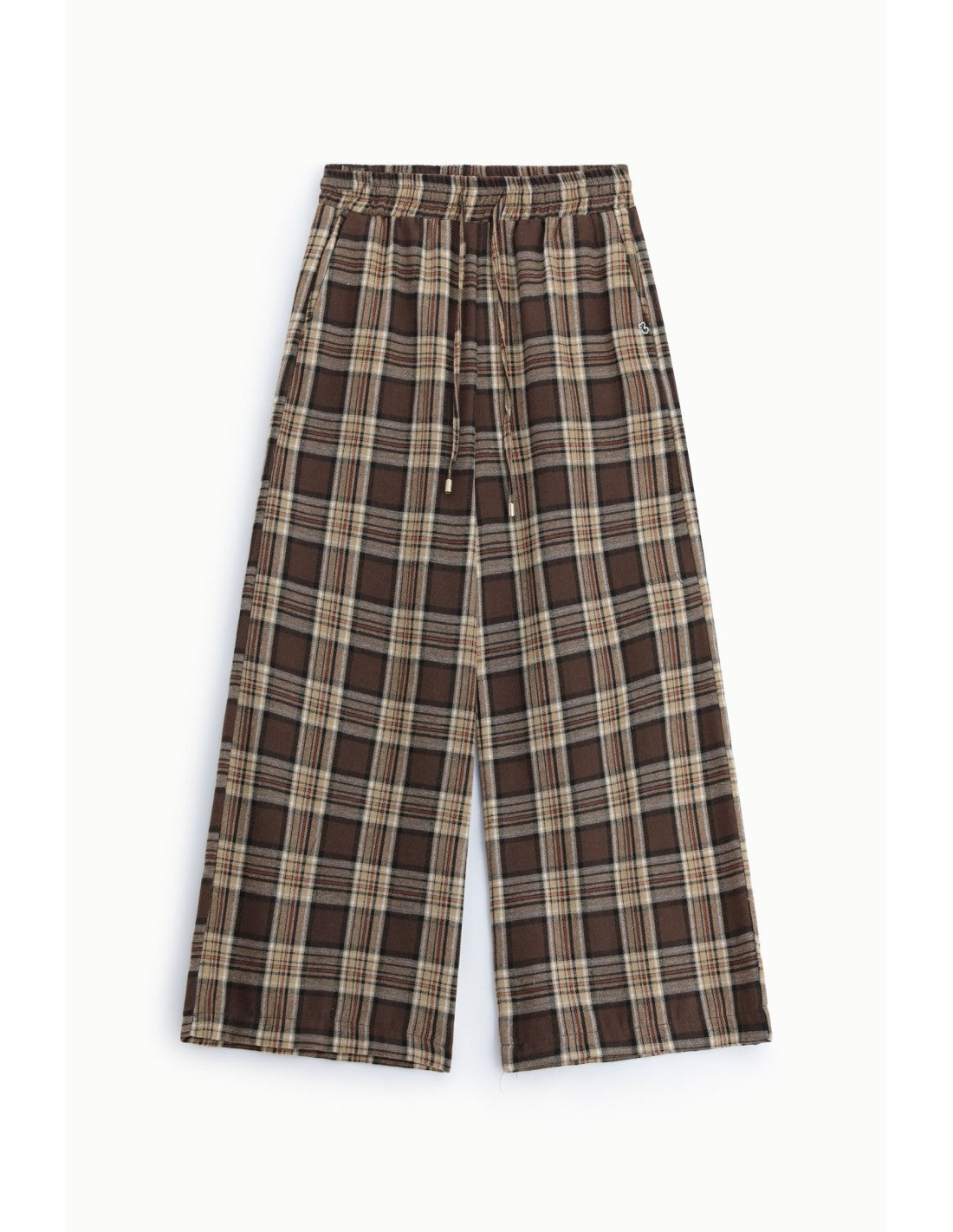 Pantalon large à carreaux Chocolat et beige Please