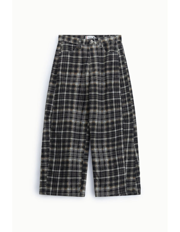 Pantalon large à carreaux Gris Please
