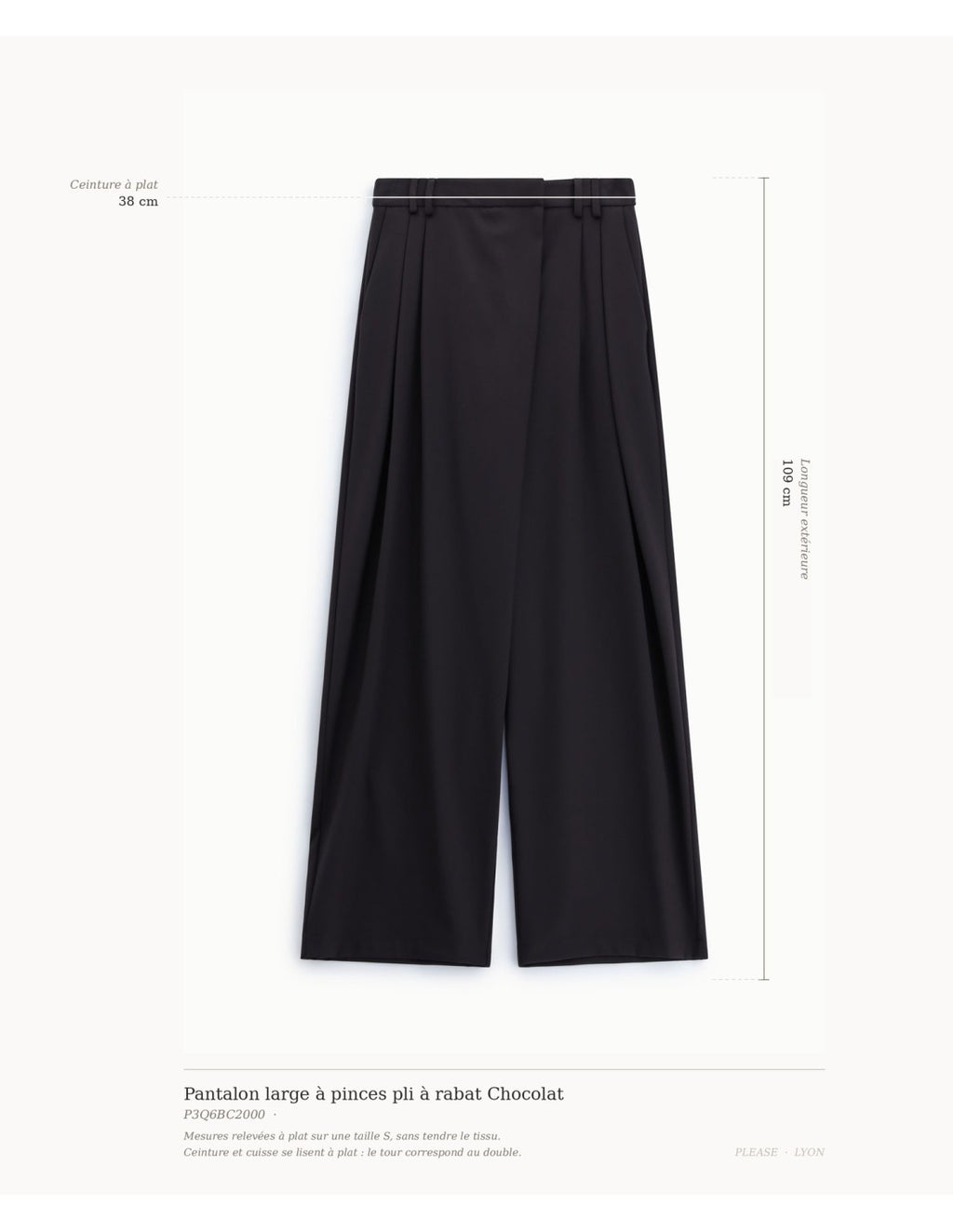 Pantalon large à pinces pli à rabat Marron Please