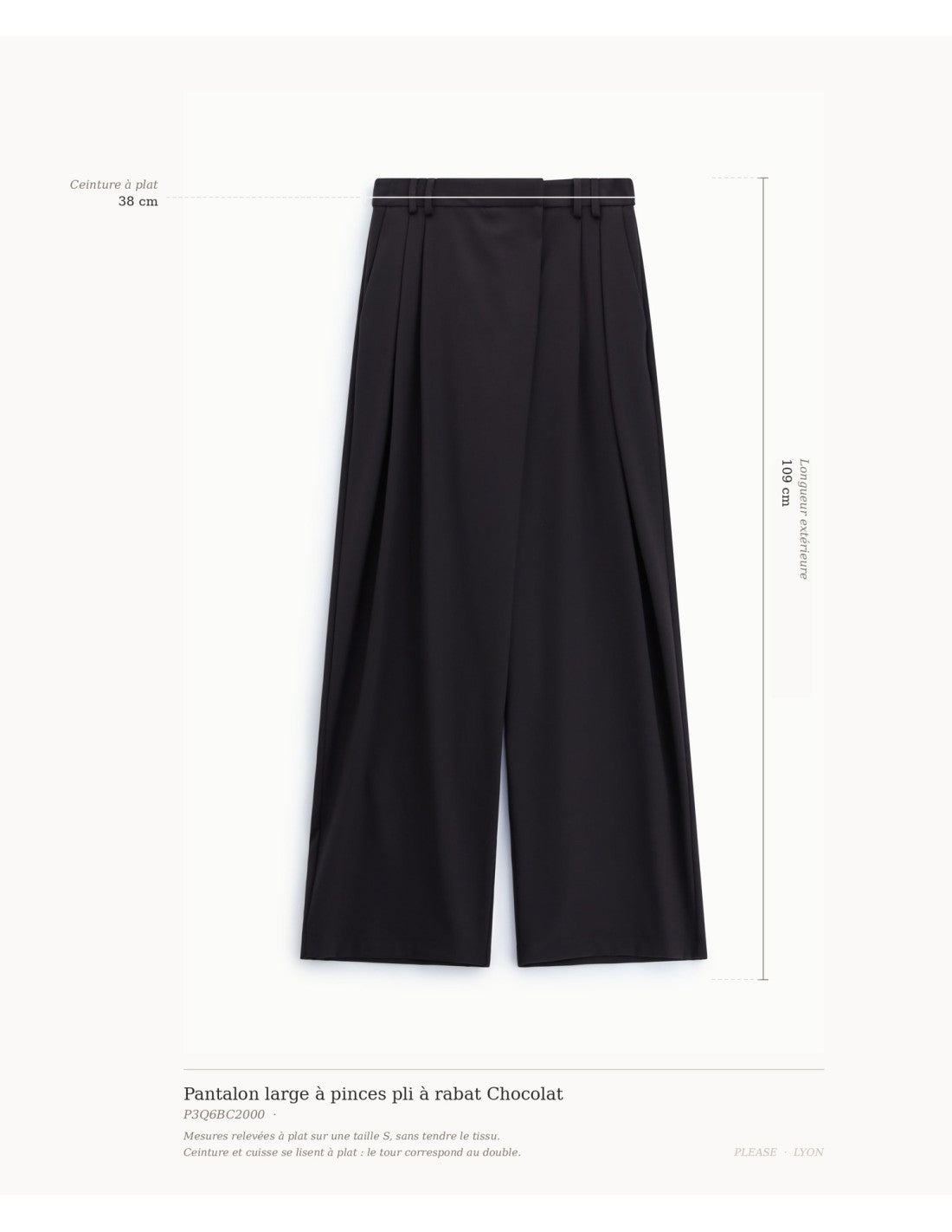 Pantalon large à pinces pli à rabat Marron Please