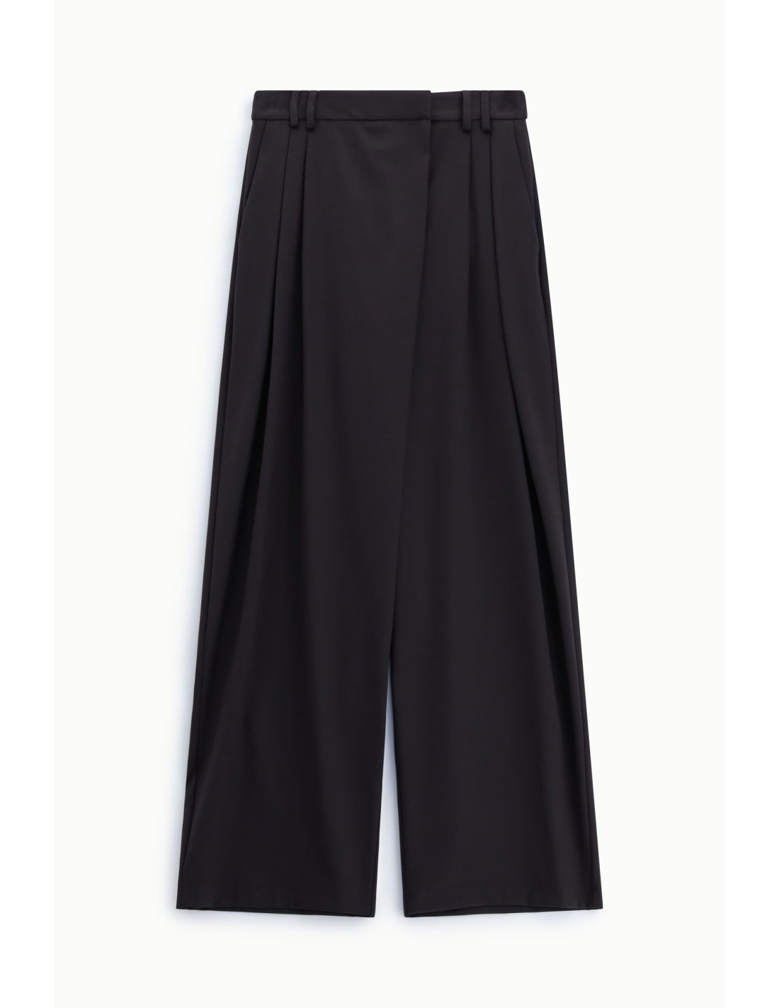 Pantalon large à pinces pli à rabat Marron Please