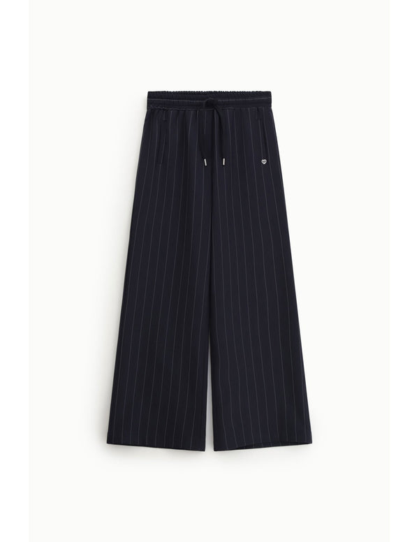 Pantalon large fines rayures Bleu marine Please