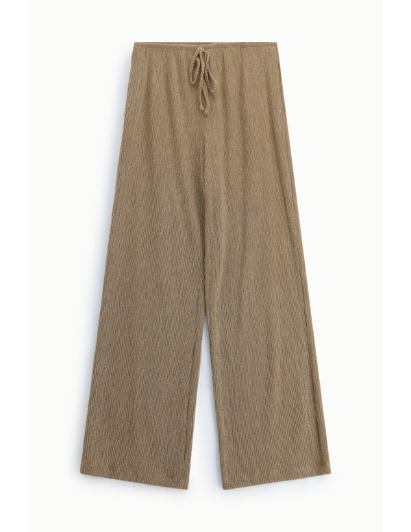 Pantalon large maille côtelée Camel Please