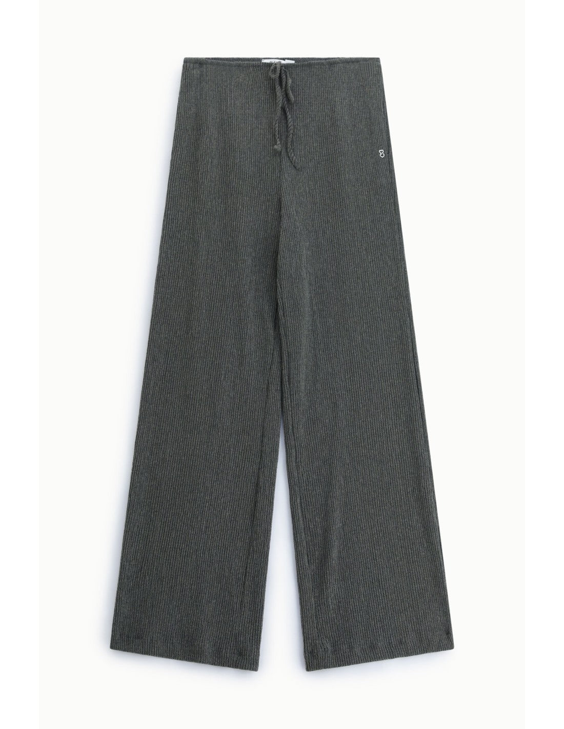 Pantalon large maille côtelée Gris anthracite Please