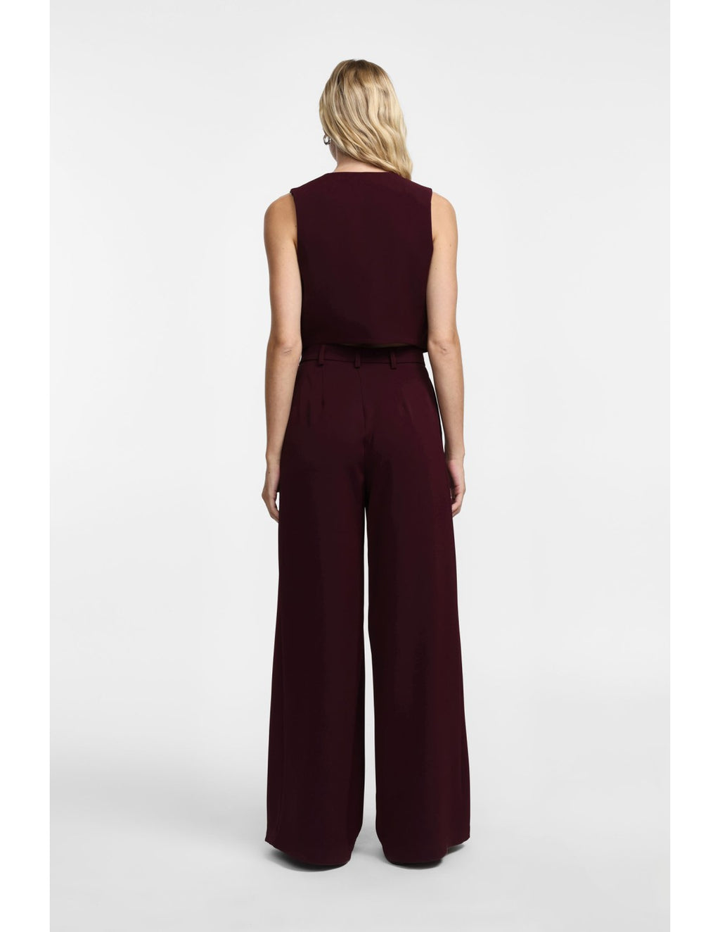 Pantalon palazzo à pinces jambes larges Bordeaux Please