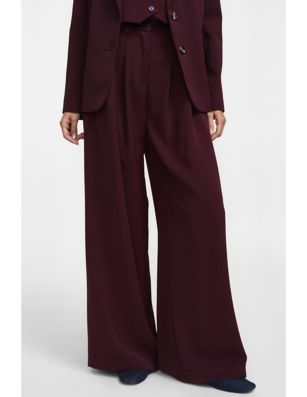 Pantalon palazzo à pinces jambes larges Bordeaux Please