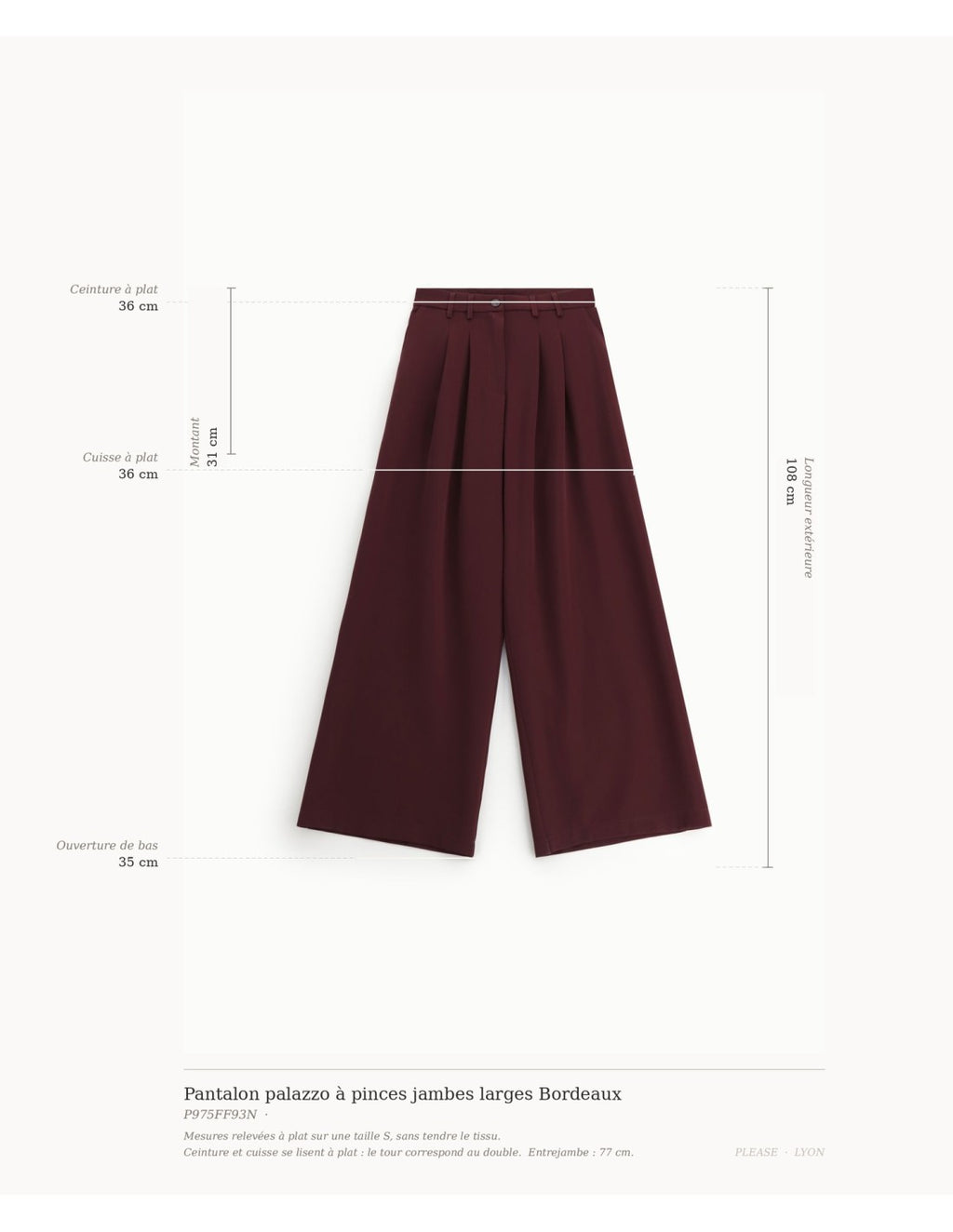 Pantalon palazzo à pinces jambes larges Bordeaux Please