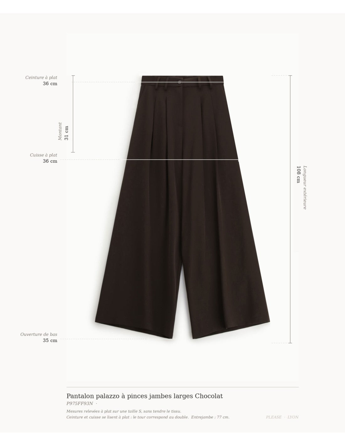 Pantalon palazzo à pinces jambes larges Chocolat Please