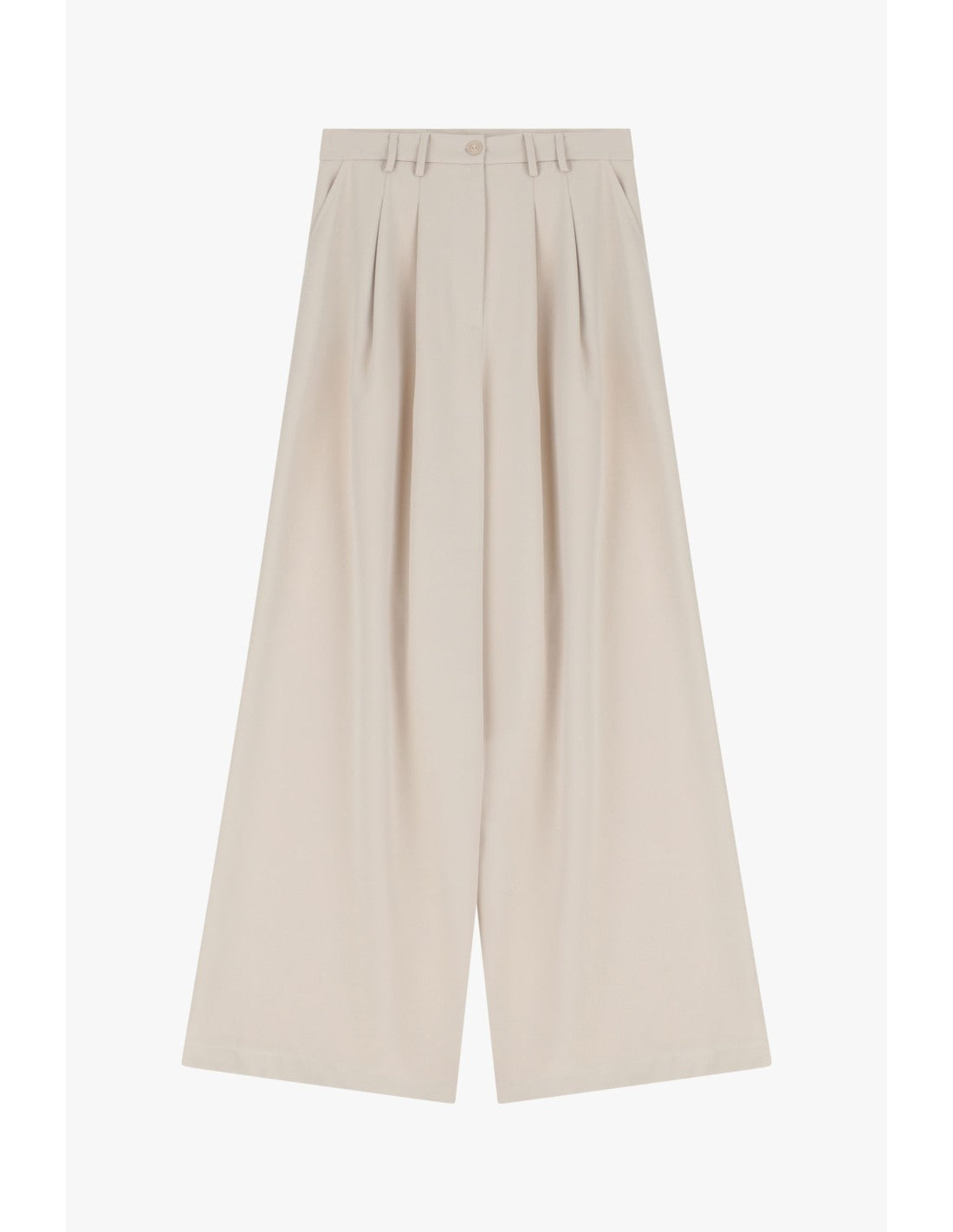 Pantalon palazzo à pinces jambes larges Écru Please