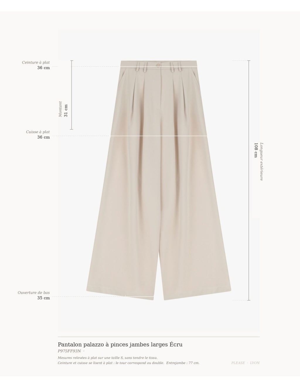 Pantalon palazzo à pinces jambes larges Écru Please
