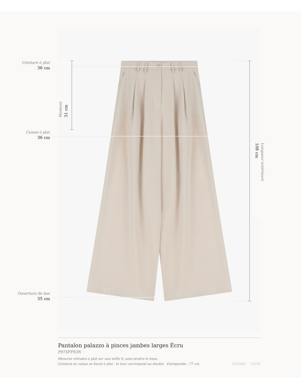 Pantalon palazzo à pinces jambes larges Écru Please