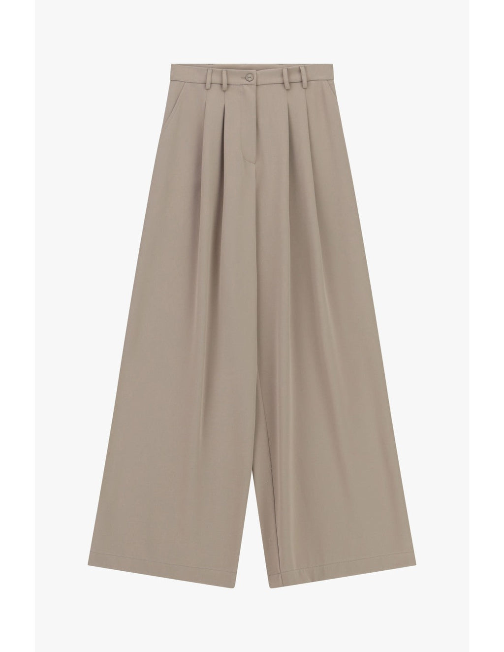 Pantalon palazzo à pinces jambes larges Taupe Please