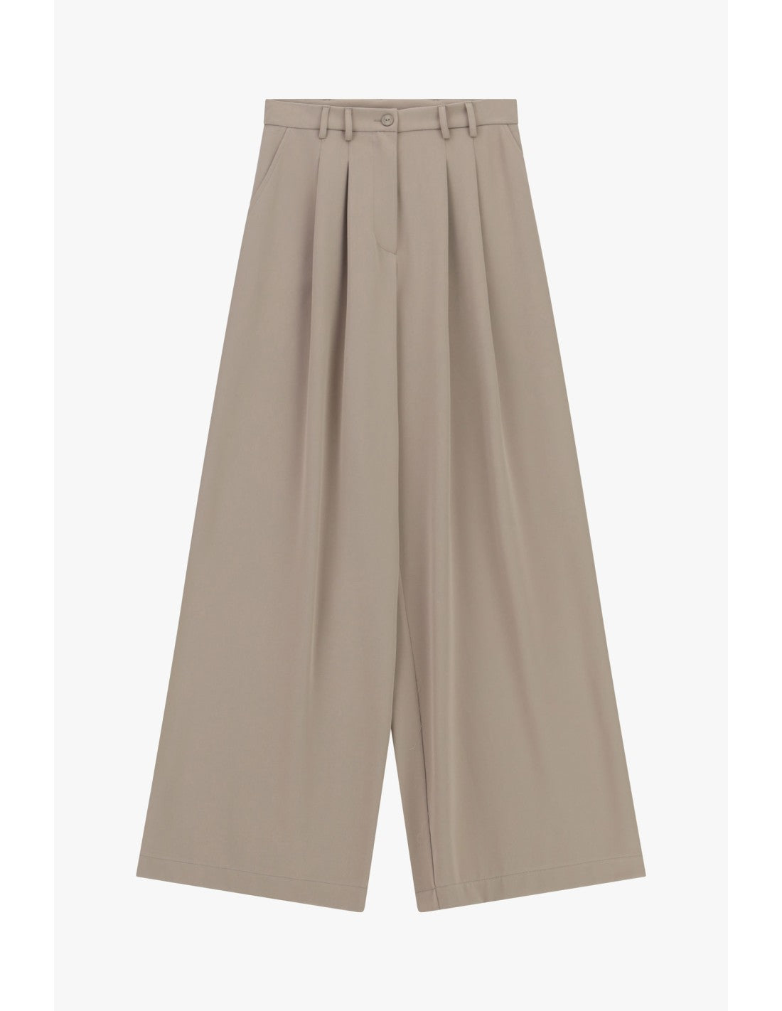 Pantalon palazzo à pinces jambes larges Taupe Please