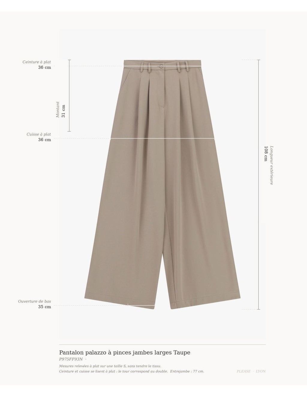 Pantalon palazzo à pinces jambes larges Taupe Please