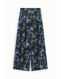 Pantalon palazzo jambes larges imprimé feuillage Bleu et kaki Please